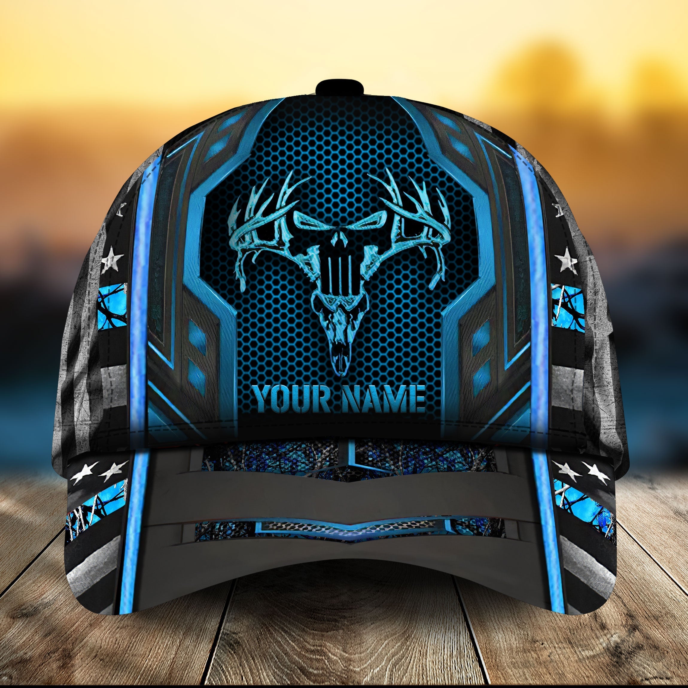 Premium US Flag Skull Hunting Hats 3D Multicolored Personalized