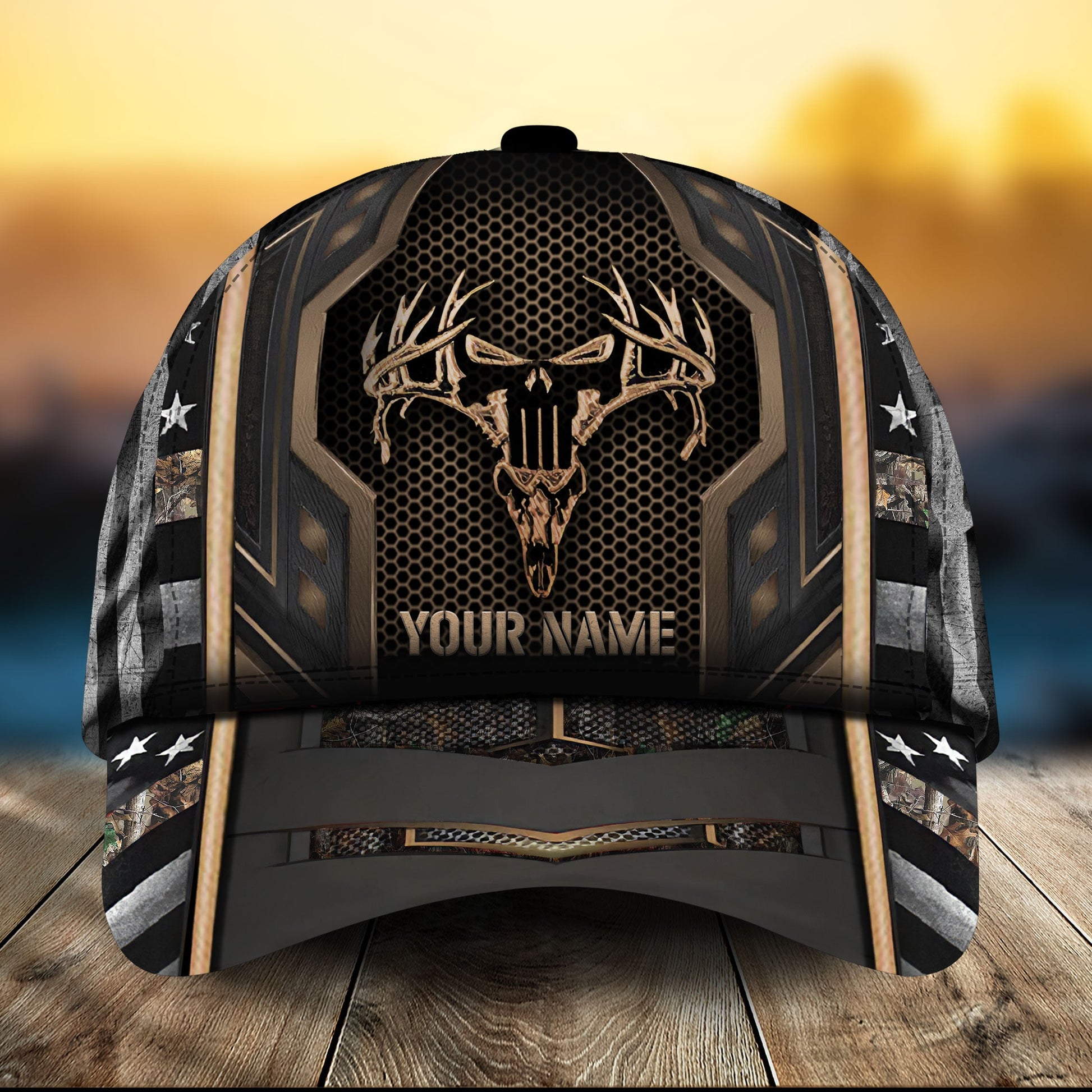 Premium US Flag Skull Hunting Hats 3D Multicolored Personalized