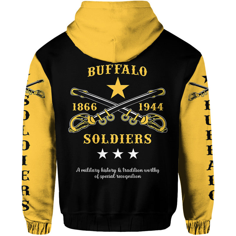 Custom Buffalo Soldiers Hoodie African American Military Simple Style Black Gold LT8