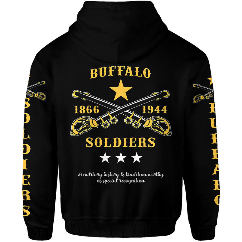 Custom Buffalo Soldiers Hoodie African American Military Simple Style Black LT8