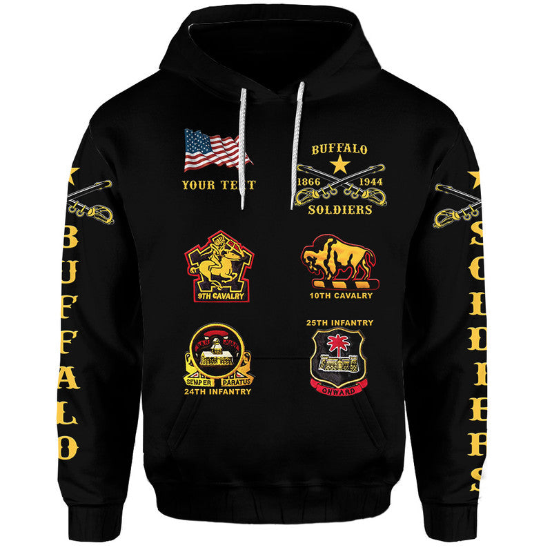 Custom Buffalo Soldiers Hoodie African American Military Original Style Black LT8
