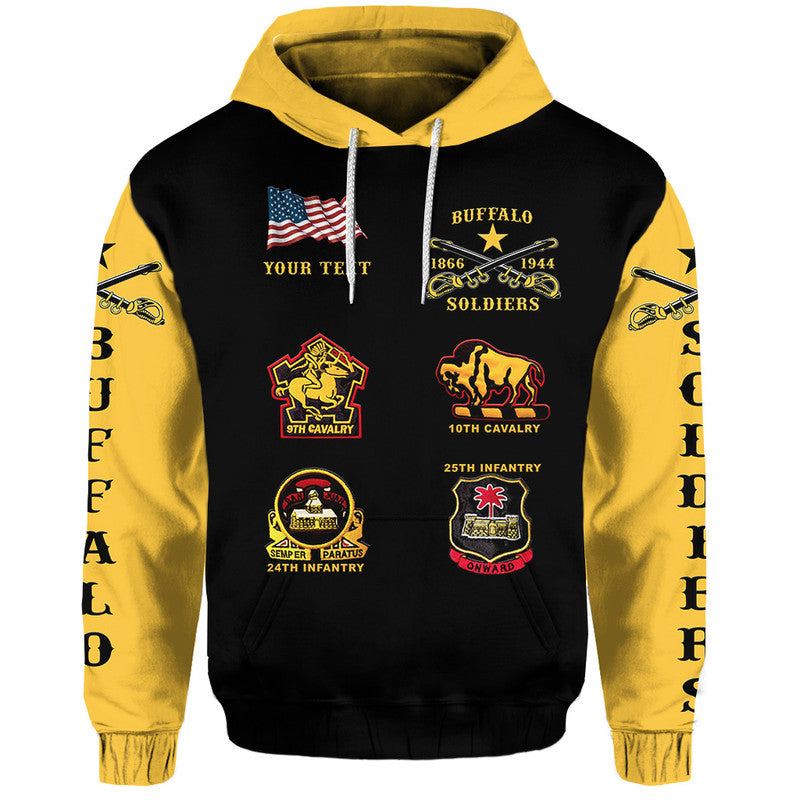 Custom Buffalo Soldiers Hoodie African American Military Original Style Black Gold LT8