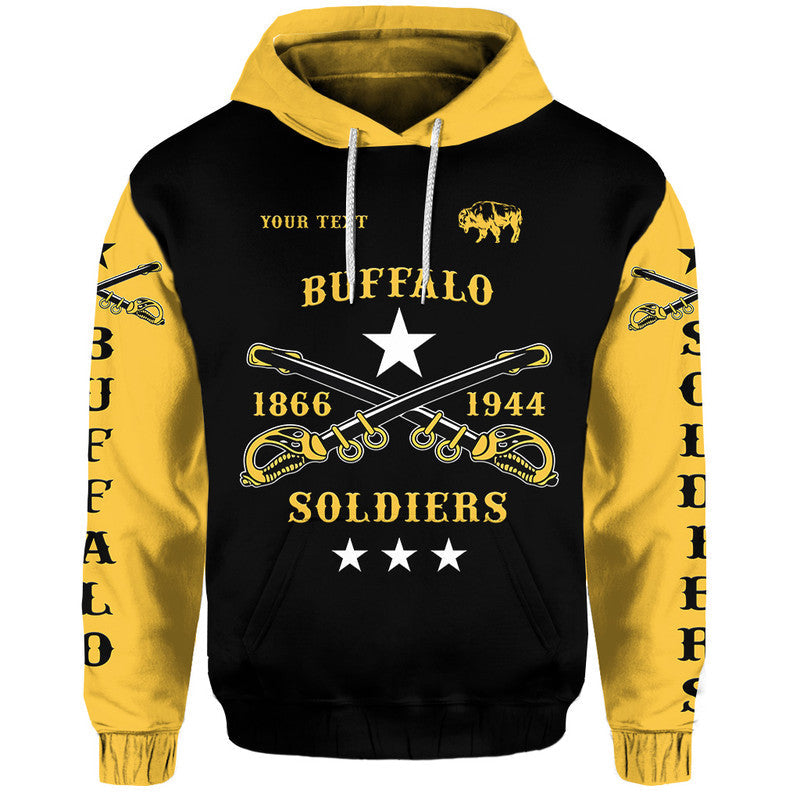 Custom Buffalo Soldiers Hoodie African American Military Simple Style Black Gold LT8