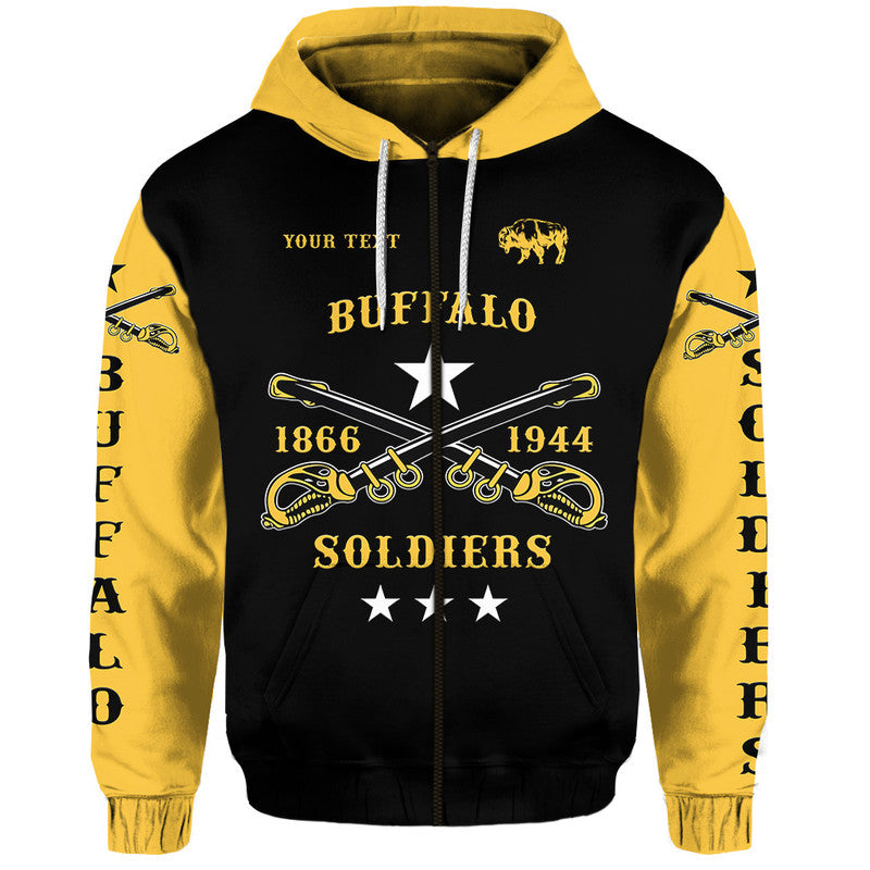 Custom Buffalo Soldiers Hoodie African American Military Simple Style Black Gold LT8