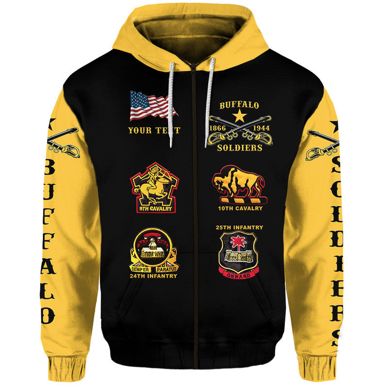 Custom Buffalo Soldiers Hoodie African American Military Original Style Black Gold LT8