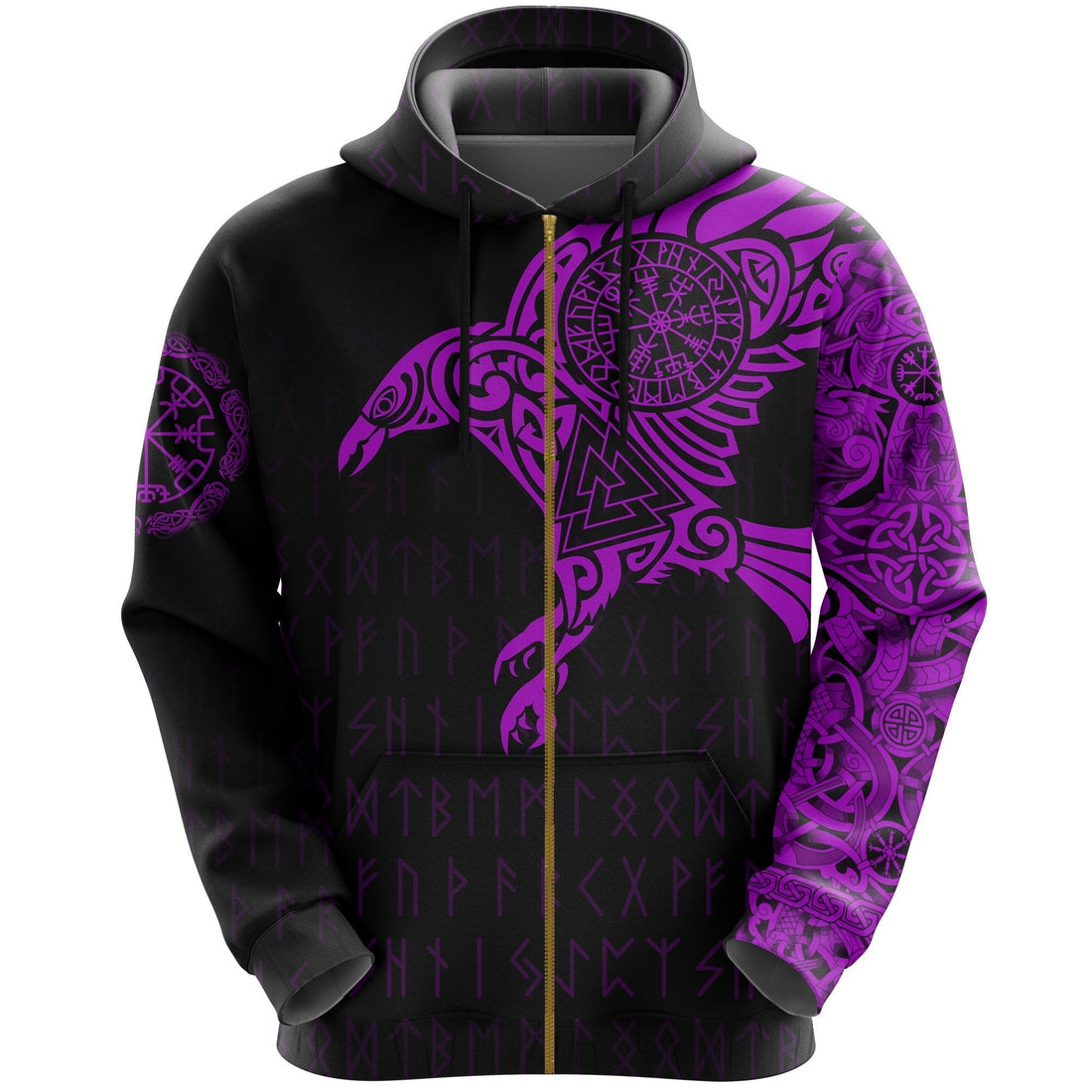 Viking The Raven Of Odin Tattoo Zip Hoodie Purple RLT12