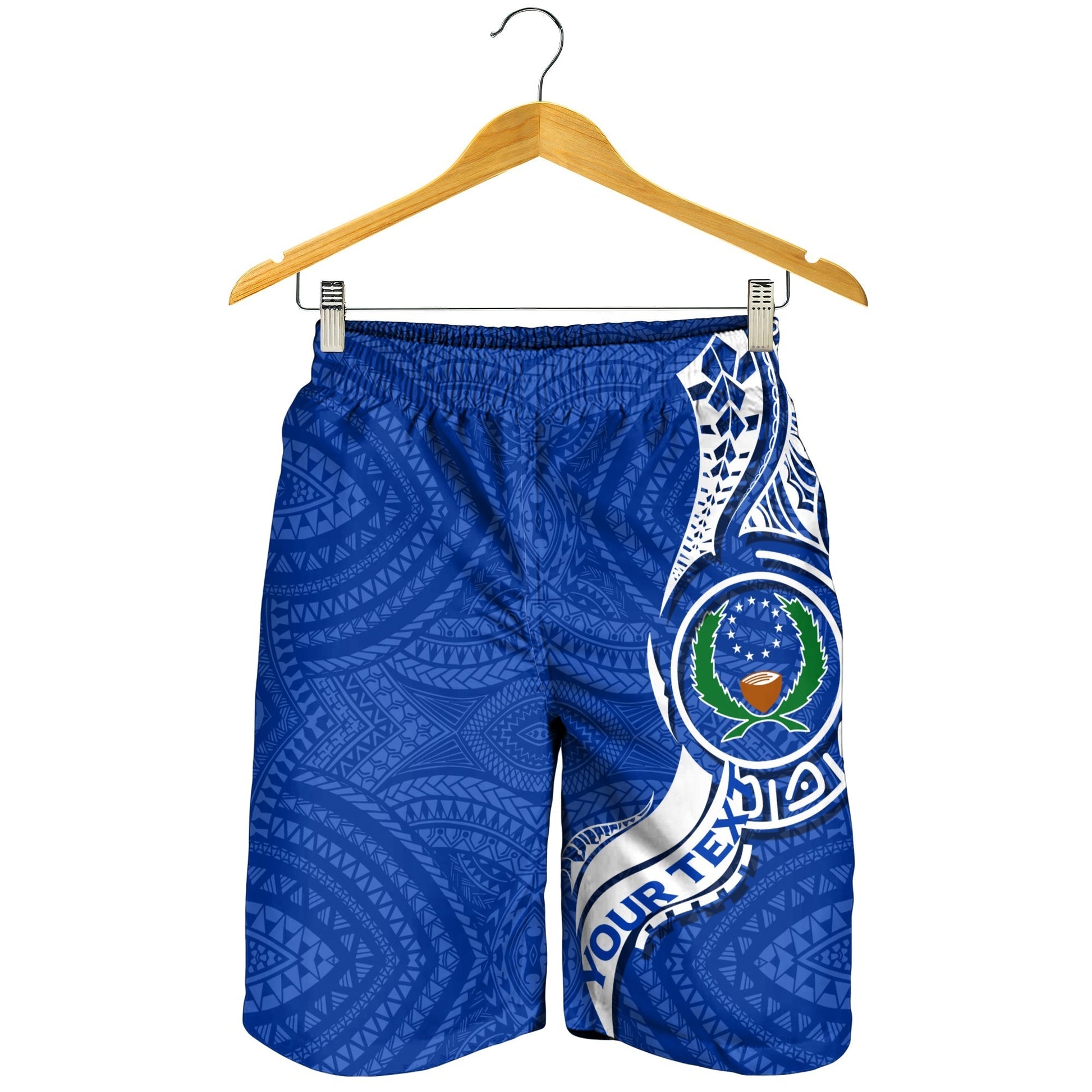 (Custom Personalised) Pohnpei Men Short - Micronesia Pride Blue LT12