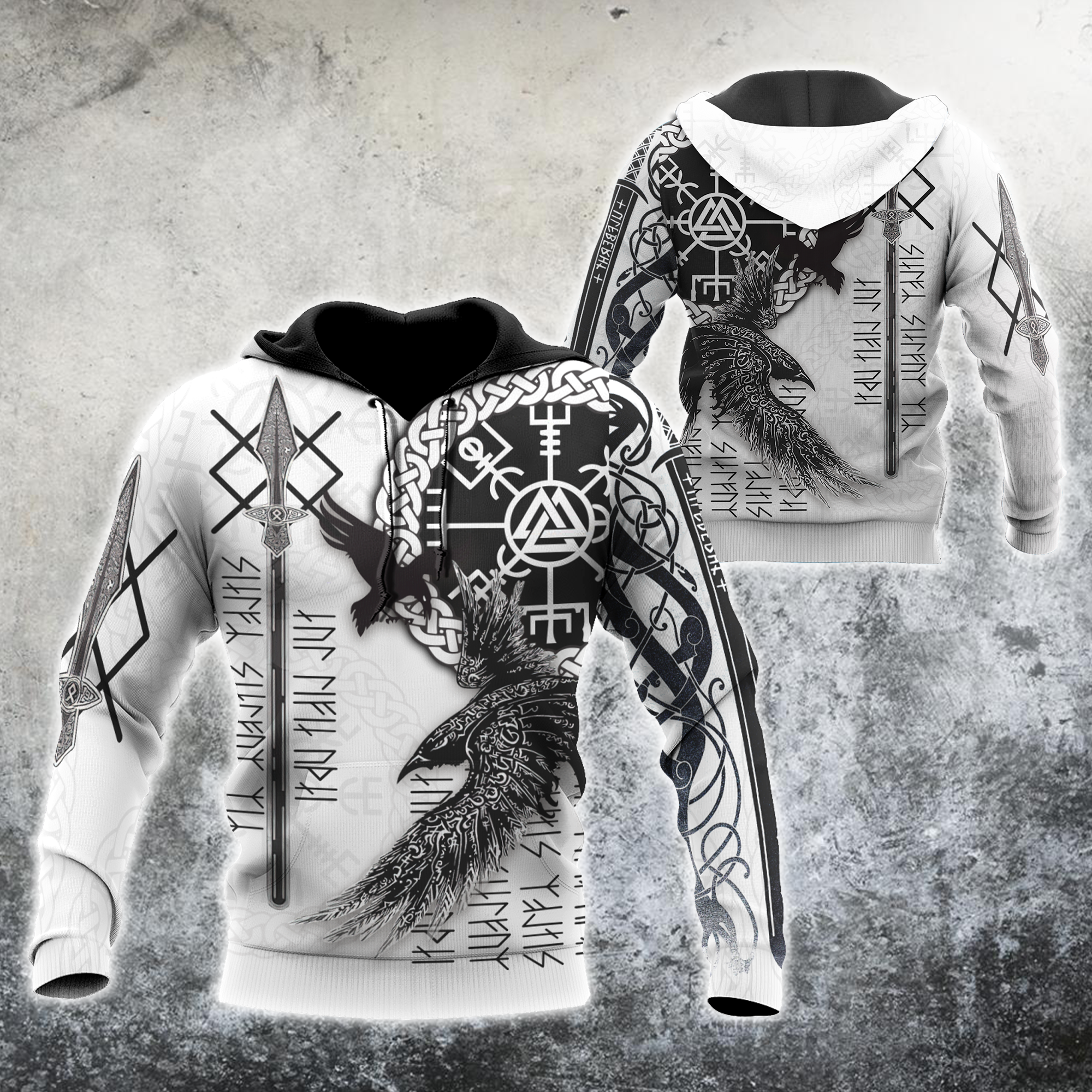 Viking Clothing Ravens Premium Viking 3D Hoodie RLT12