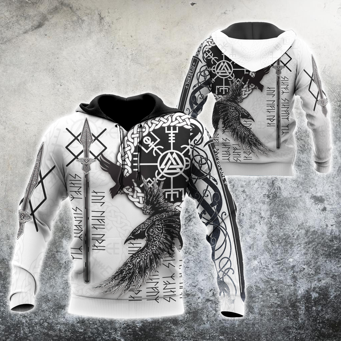 Viking Clothing Ravens Premium Viking 3D Hoodie RLT12