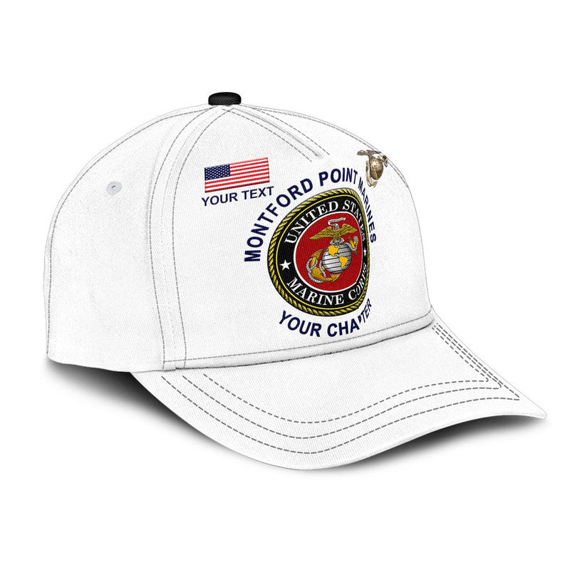 (Custom) Montford Point Marines Classic Cap African-American Marine Corps Original - White LT8