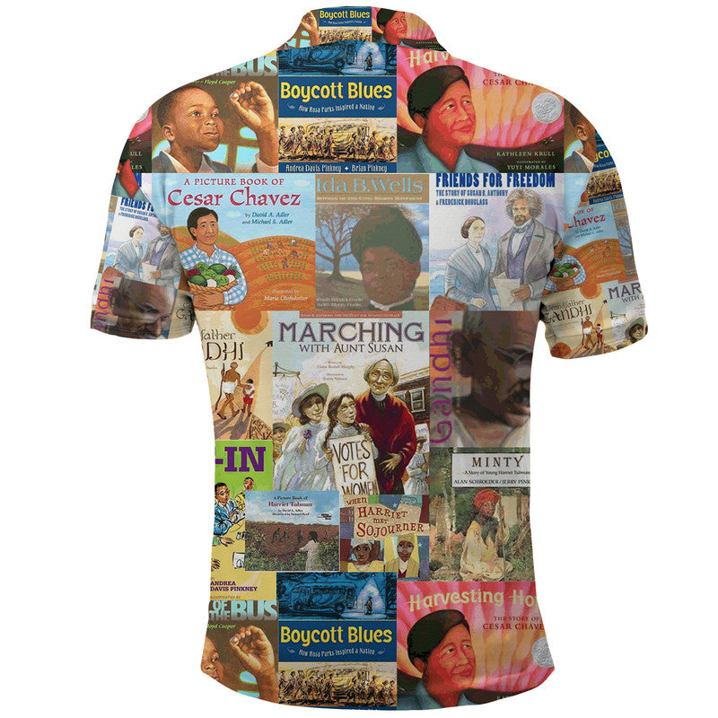Civil Rights Movement Polo Shirt Painting Book Vibes LT8