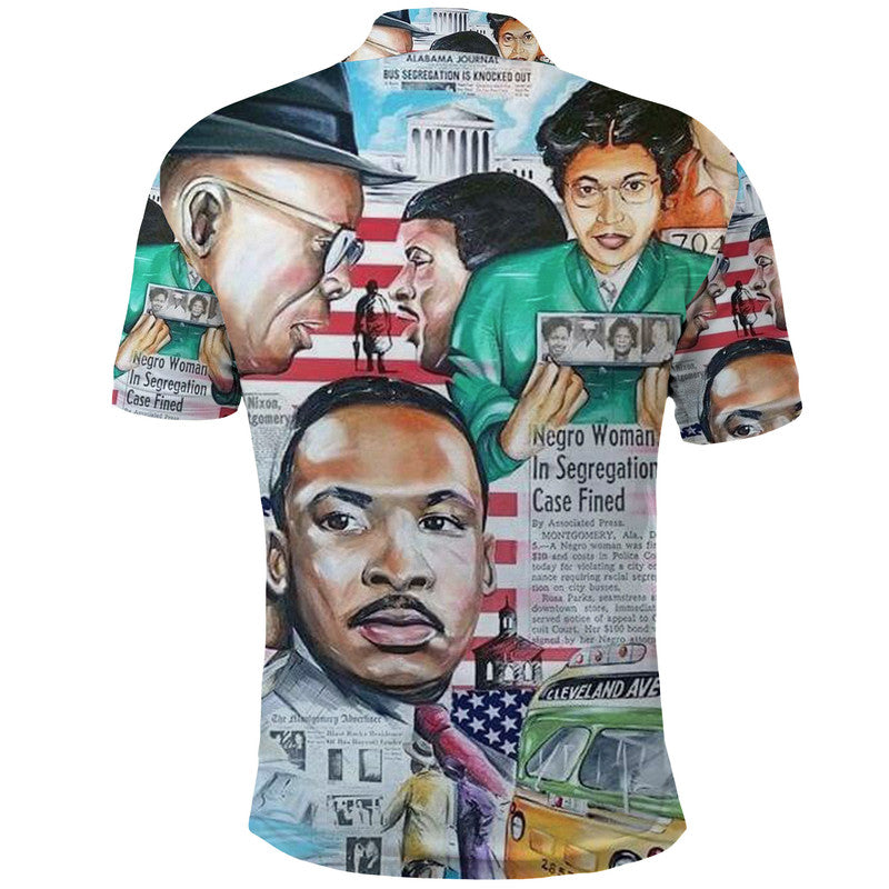 Civil Rights Leaders Polo Shirt Newspaper Art Version LT8