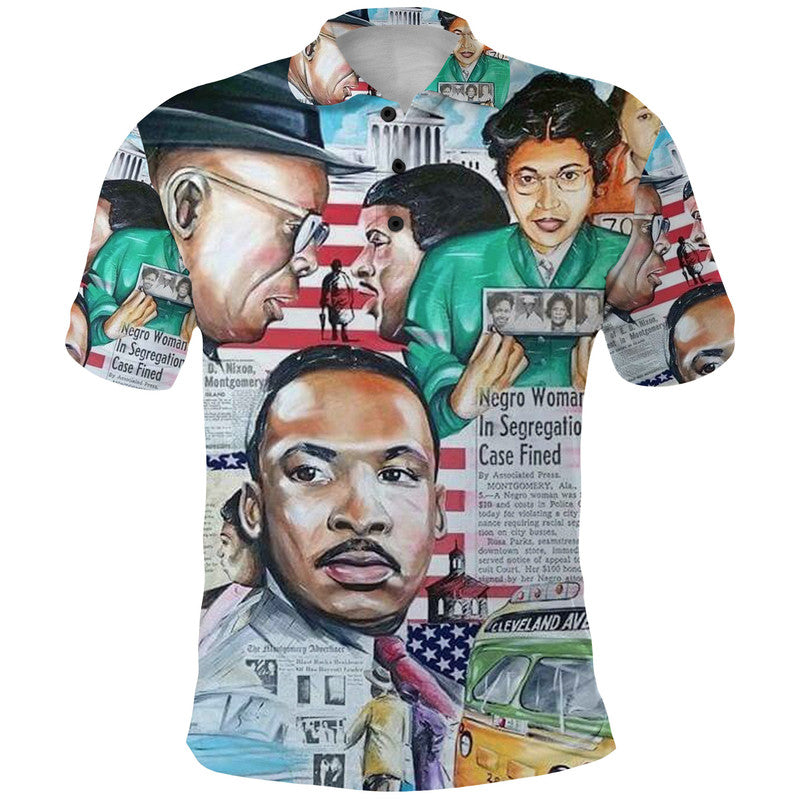 Civil Rights Leaders Polo Shirt Newspaper Art Version LT8