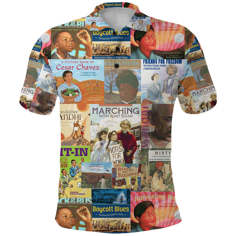 Civil Rights Movement Polo Shirt Painting Book Vibes LT8