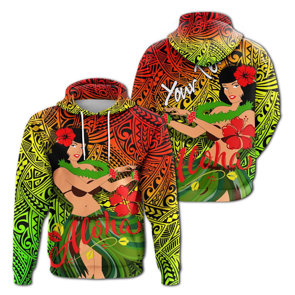 Custom Hawaii Hula Girl Reggae Hoodie LT2