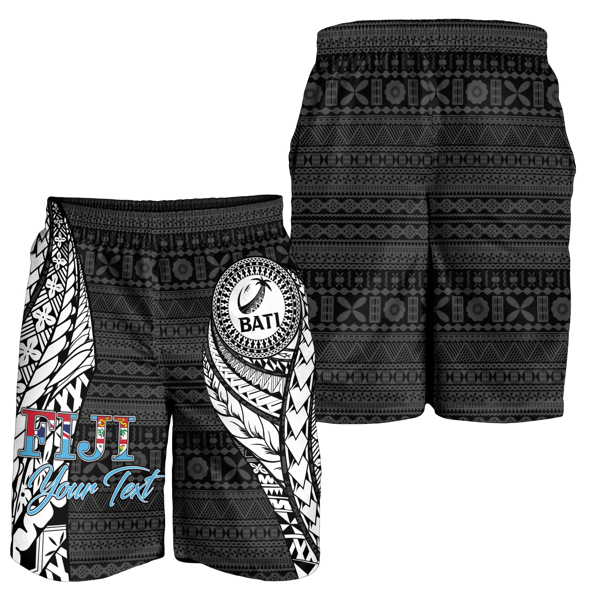 Custom Personalised Fiji Rugby Bati Tapa Pattern Men Short LT2