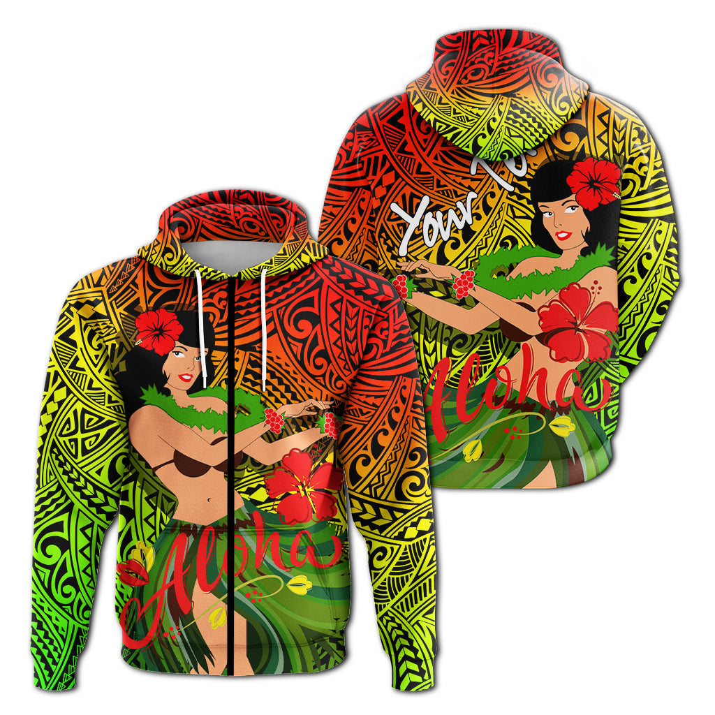 Custom Hawaii Hula Girl Reggae Hoodie LT2