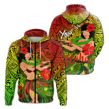 Custom Hawaii Hula Girl Reggae Hoodie LT2