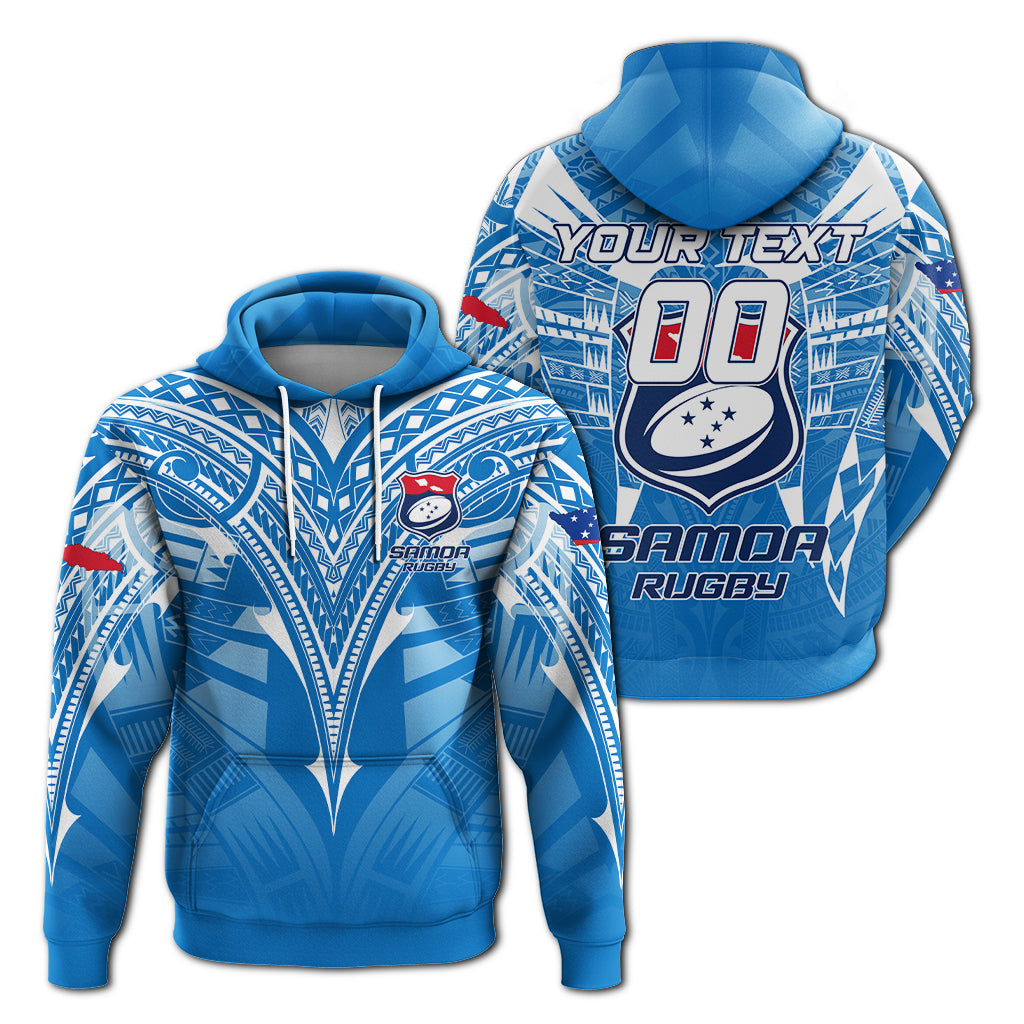 Custom Personalised Samoa Rugby Toa Samoa Blue Style Hoodie LT2