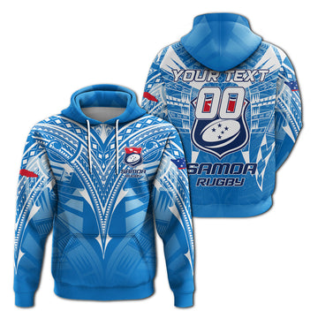 Custom Personalised Samoa Rugby Toa Samoa Blue Style Hoodie LT2