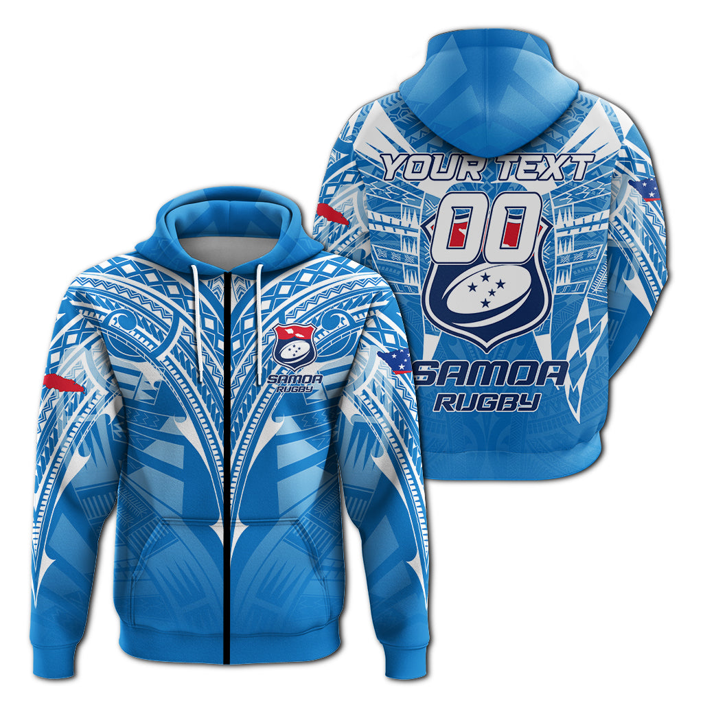 Custom Personalised Samoa Rugby Toa Samoa Blue Style Hoodie LT2