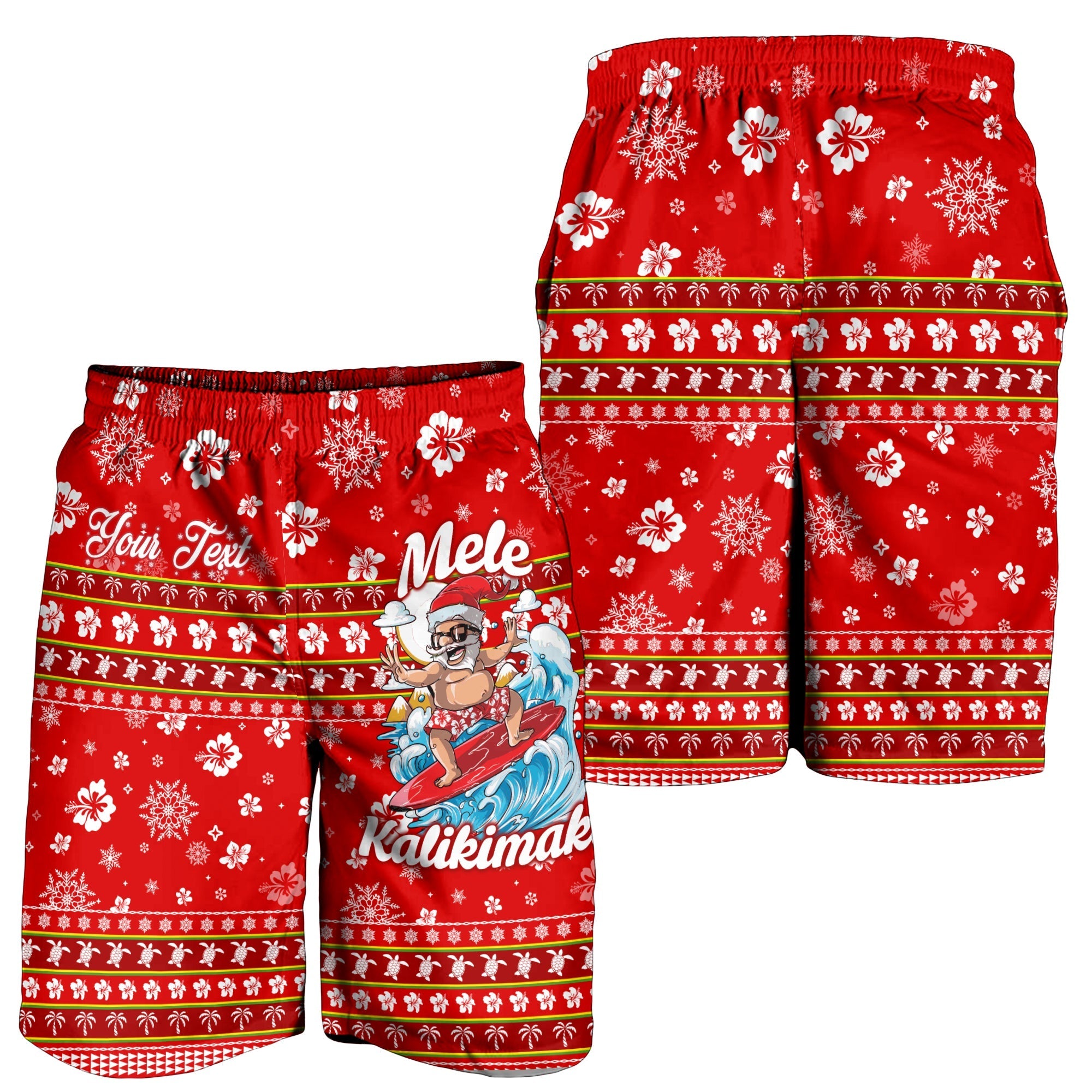 Custom Personalised Hawaii Christmas Santas Surf Mele Kalikimaka Men Short LT2