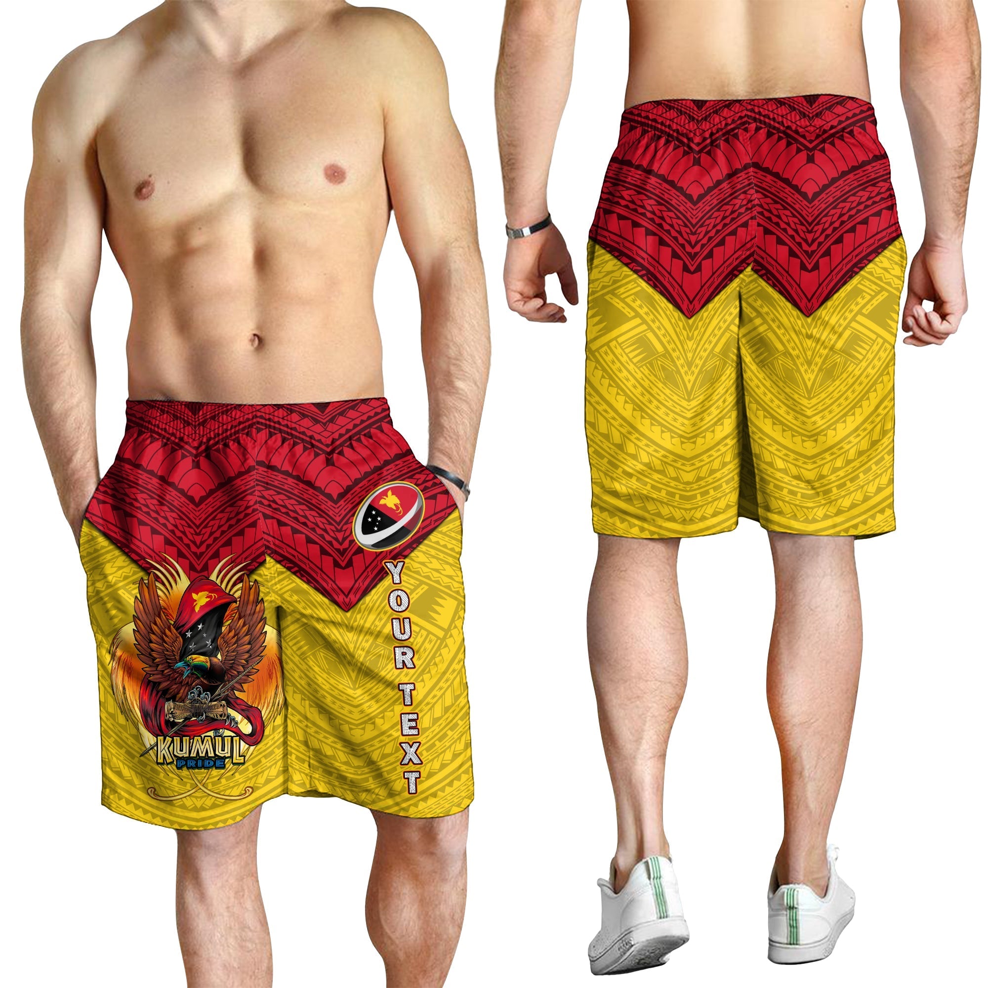 Custom Personalised Papua New Guinea Rugby Kumul Pride Men Short LT2
