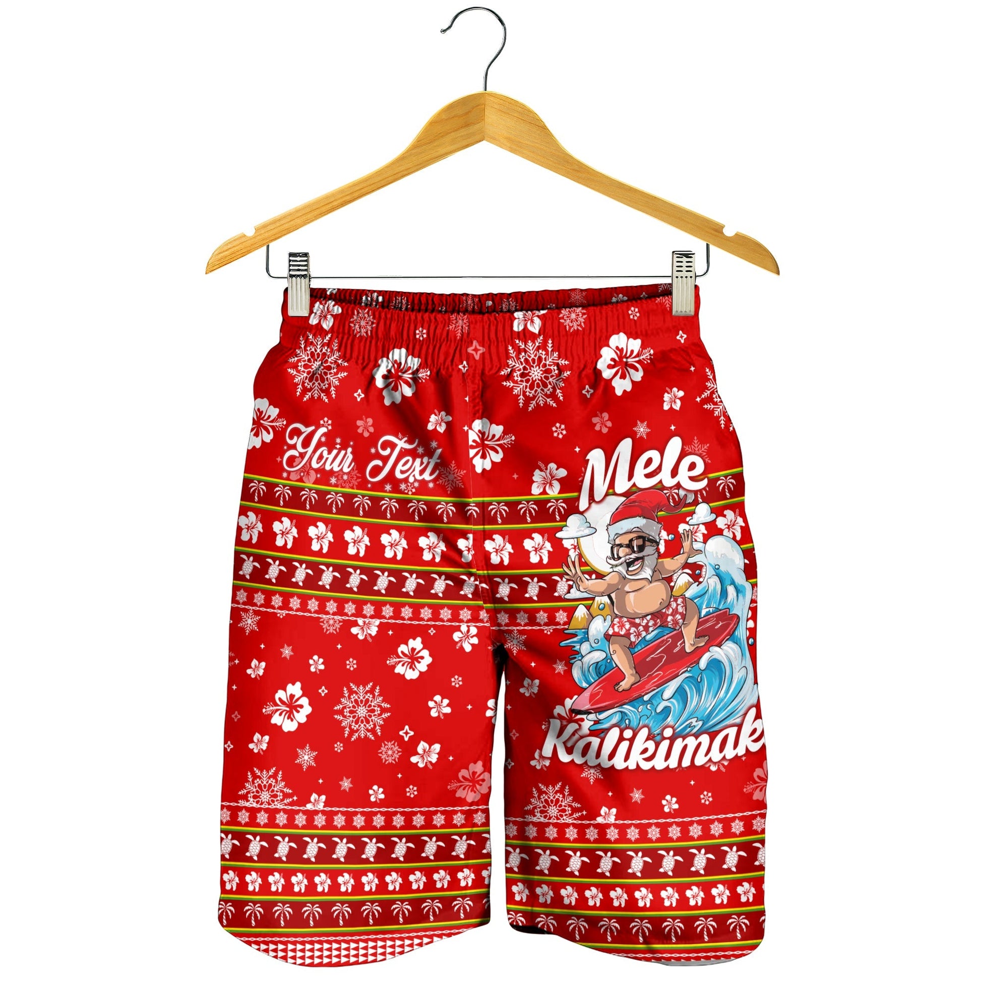 Custom Personalised Hawaii Christmas Santas Surf Mele Kalikimaka Men Short LT2