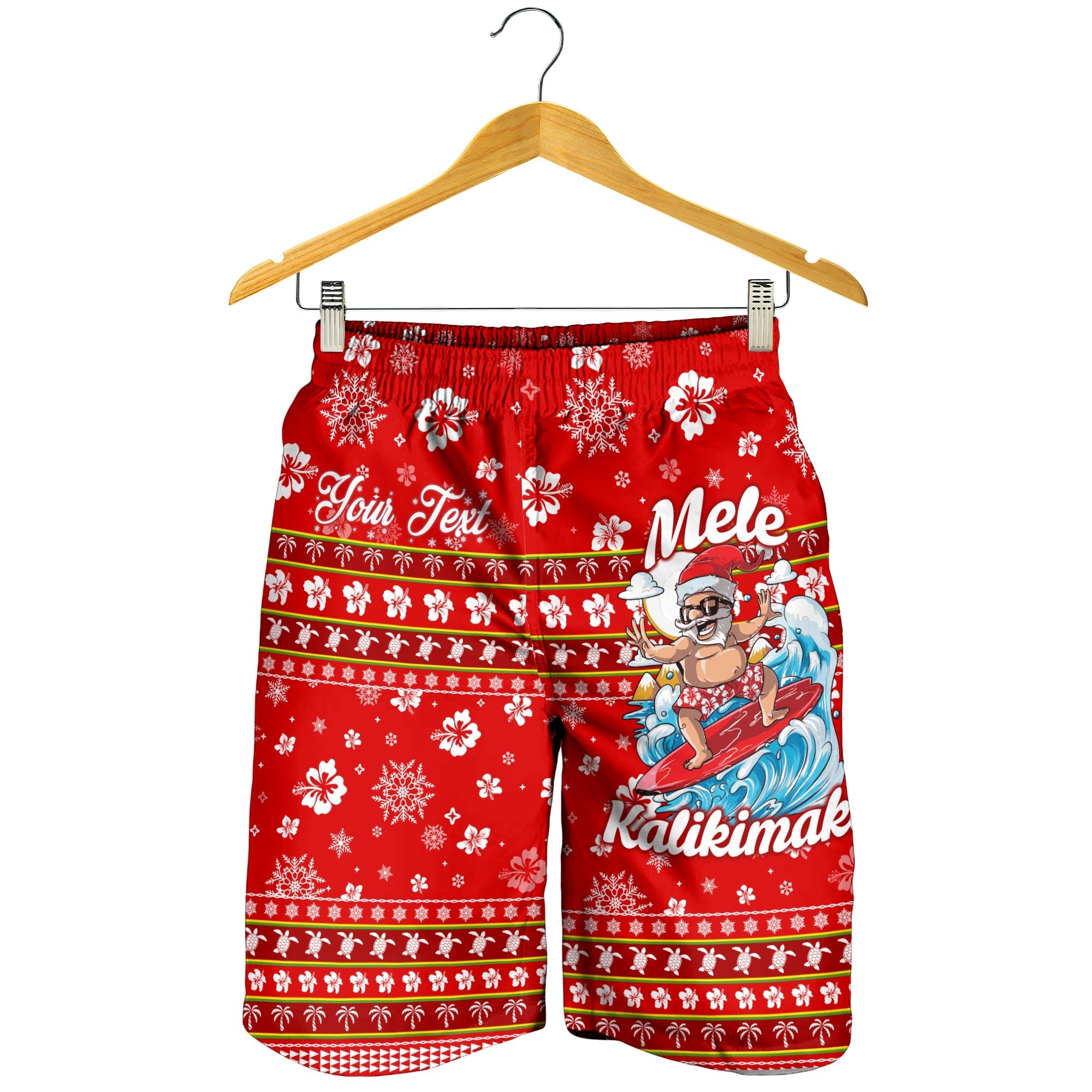 Custom Personalised Hawaii Christmas Santas Surf Mele Kalikimaka Men Short LT2