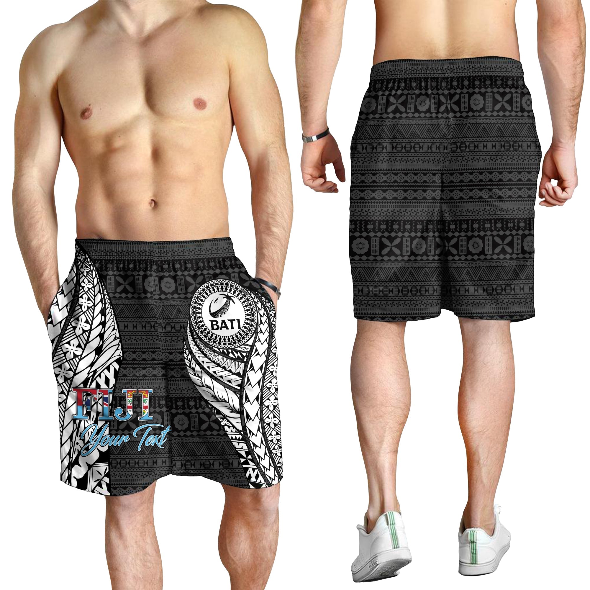 Custom Personalised Fiji Rugby Bati Tapa Pattern Men Short LT2