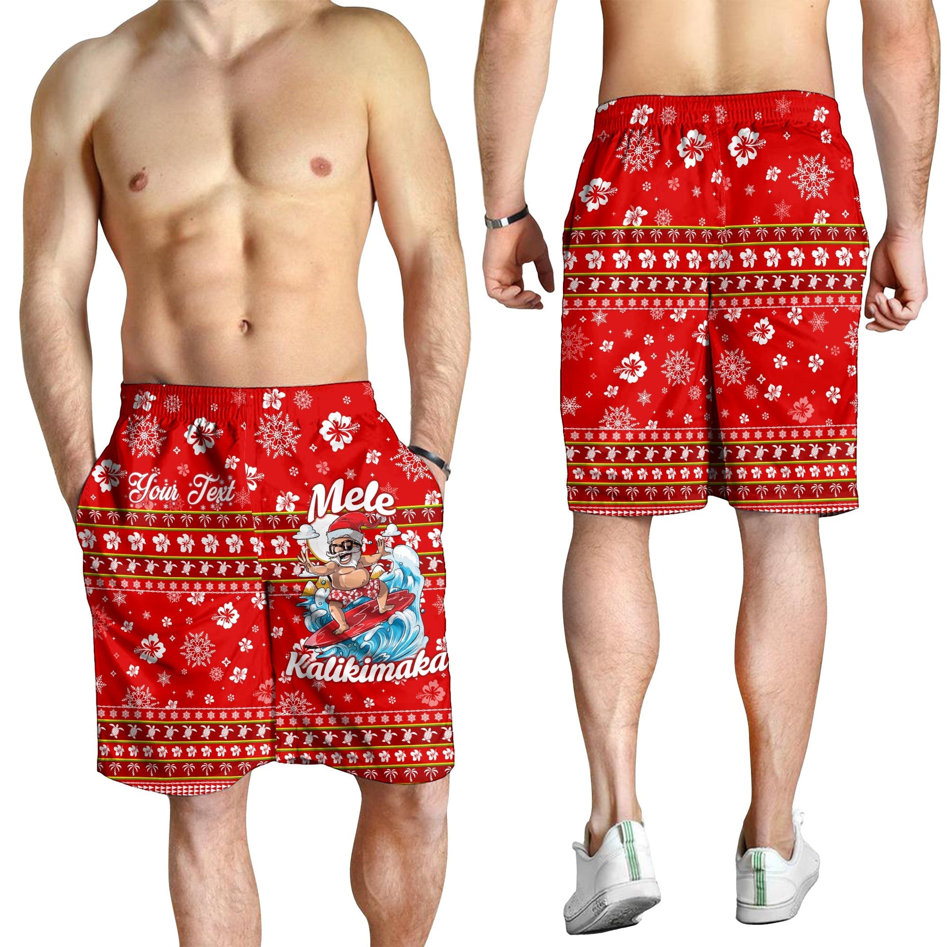 Custom Personalised Hawaii Christmas Santas Surf Mele Kalikimaka Men Short LT2