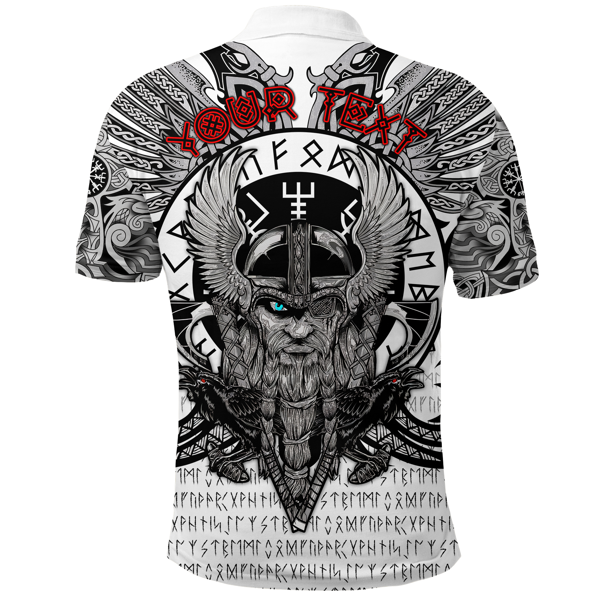 Custom Viking Polo Shirt Vegvisir Odin With Huginn And Muninn LT2