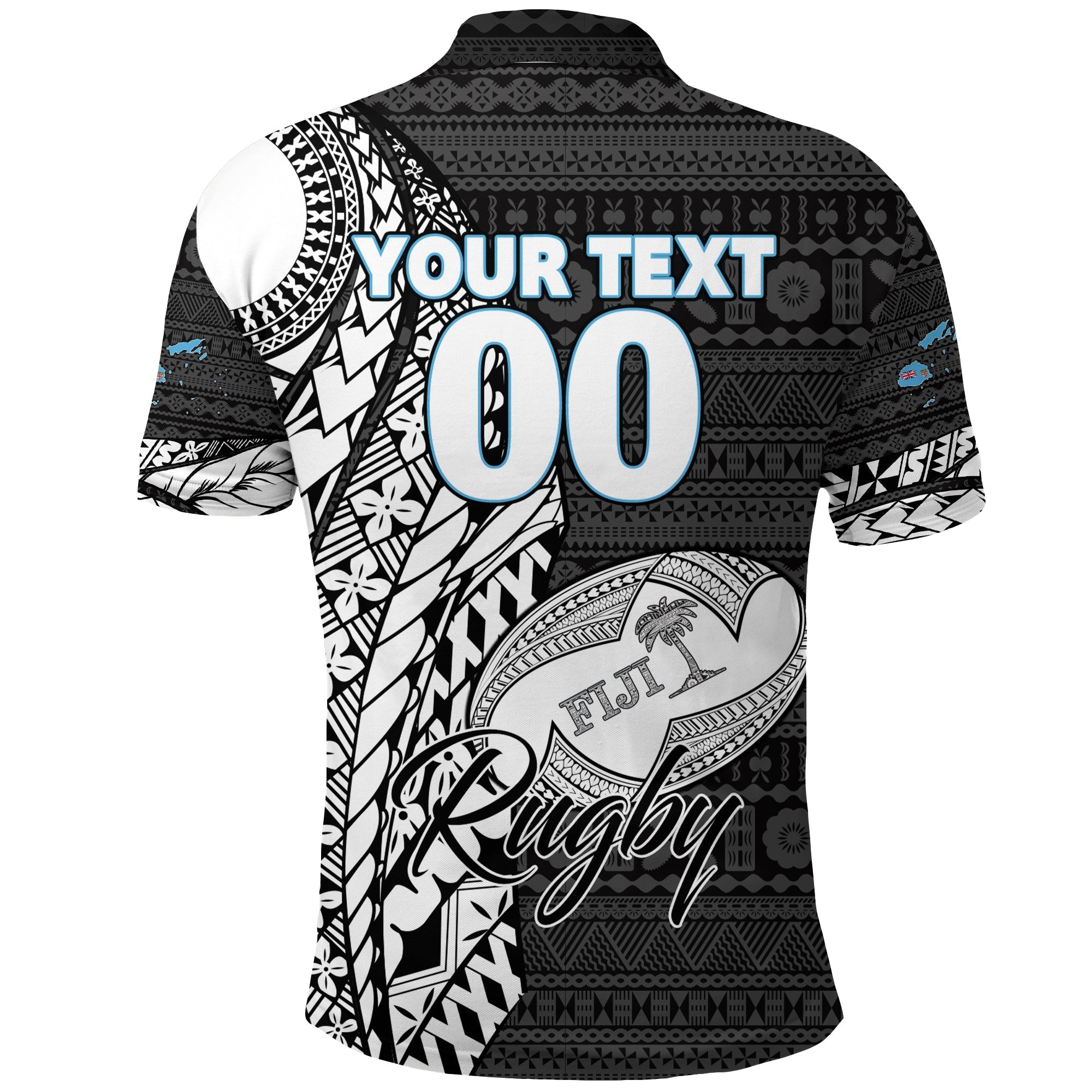 Custom Fiji Rugby Bati Tapa Pattern Polo Shirt LT2