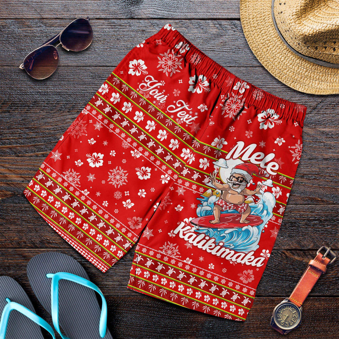 Custom Personalised Hawaii Christmas Santas Surf Mele Kalikimaka Men Short LT2