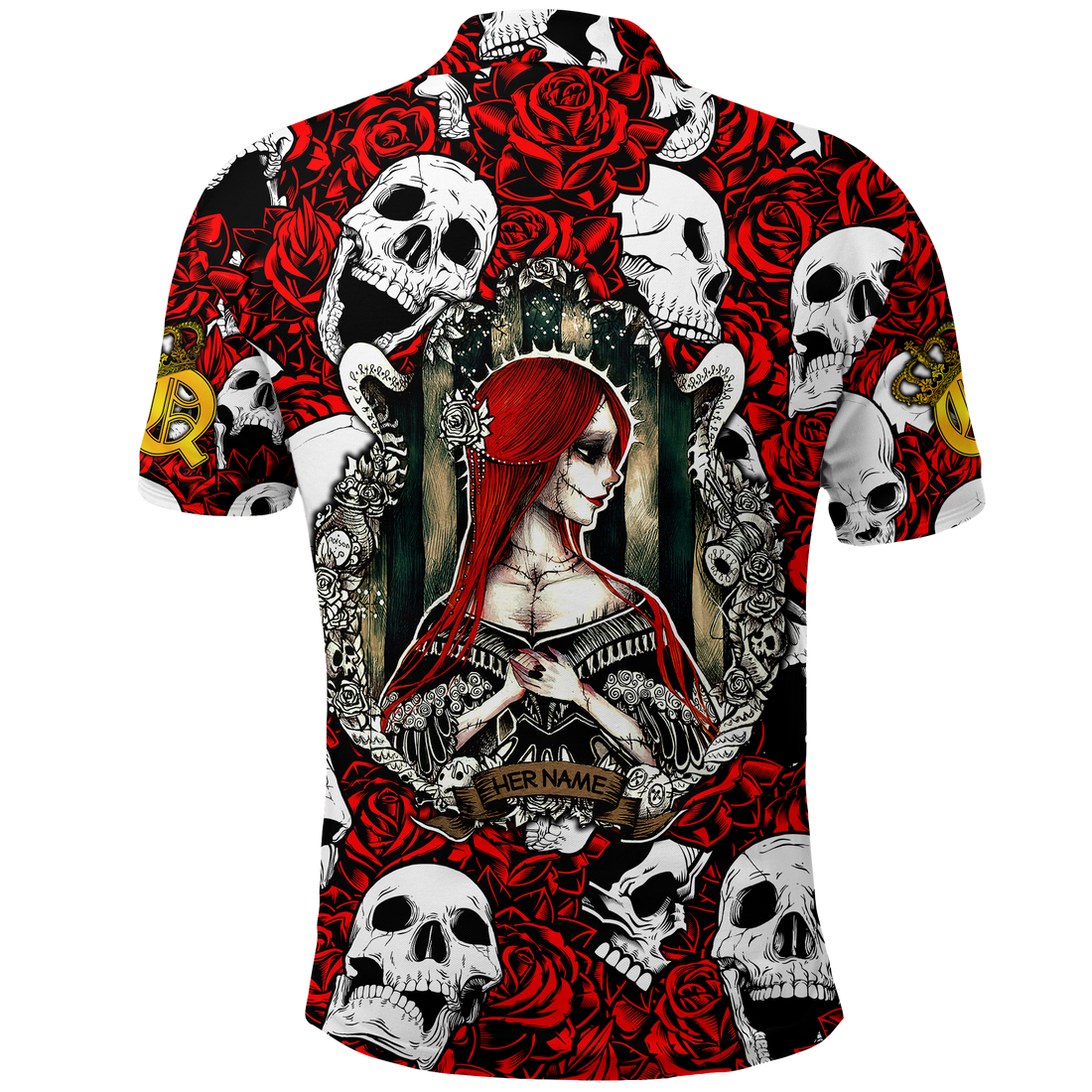 Custom Skull Rose Queen Death Cannot Divide Us Polo Shirt LT2