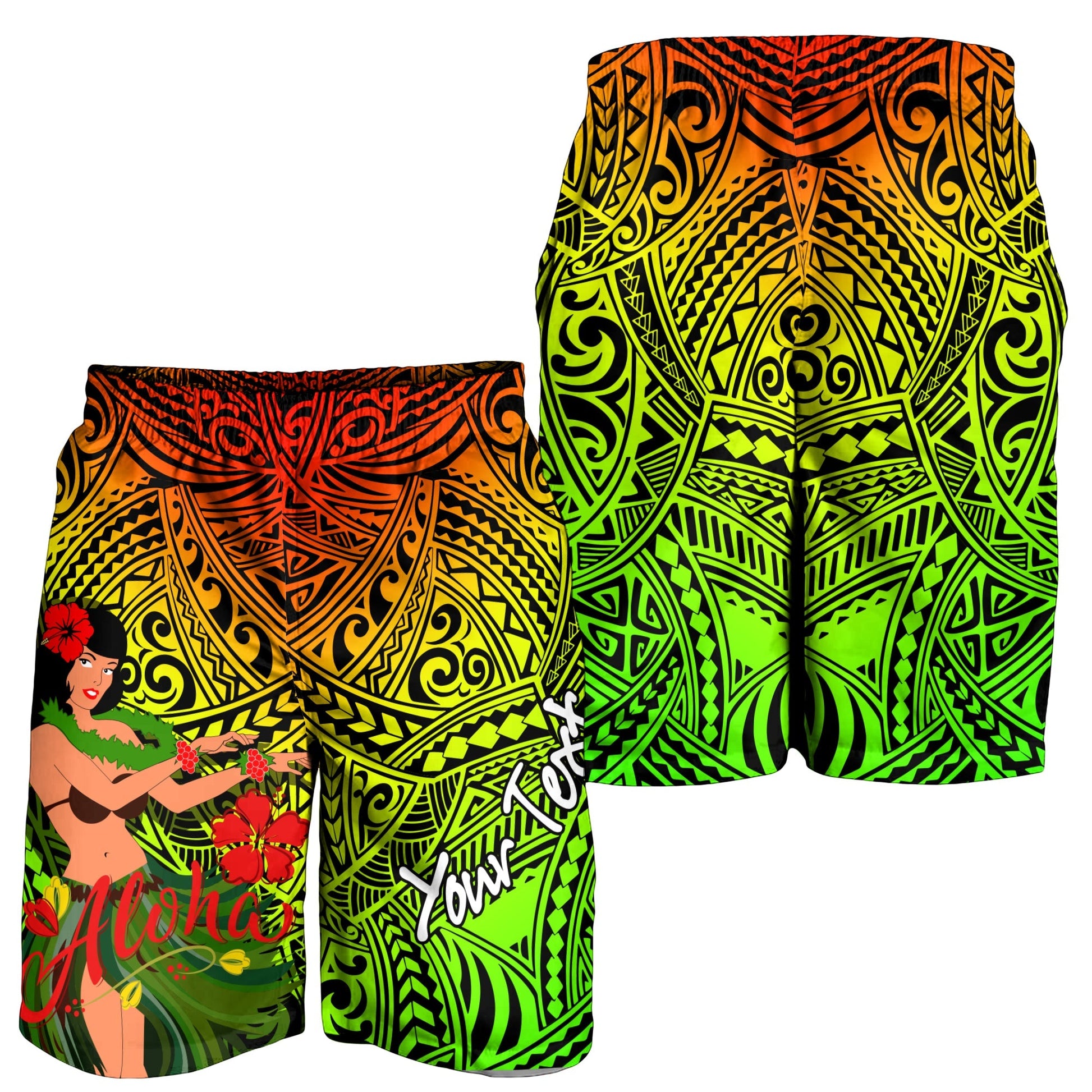 Custom Personalised Hawaii Hula Girl Reggae Men Short LT2