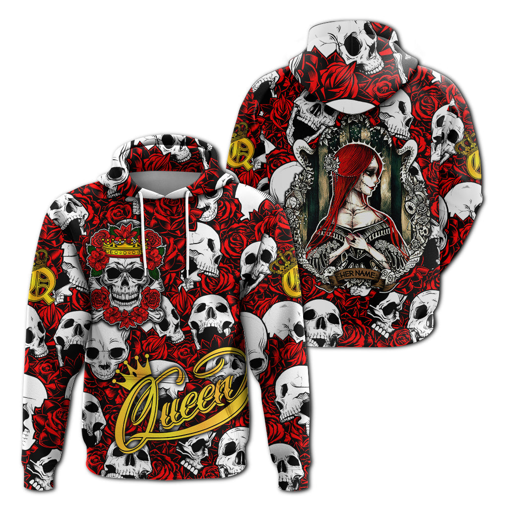 Custom Skull Rose Queen Death Cannot Divide Us Hoodie LT2