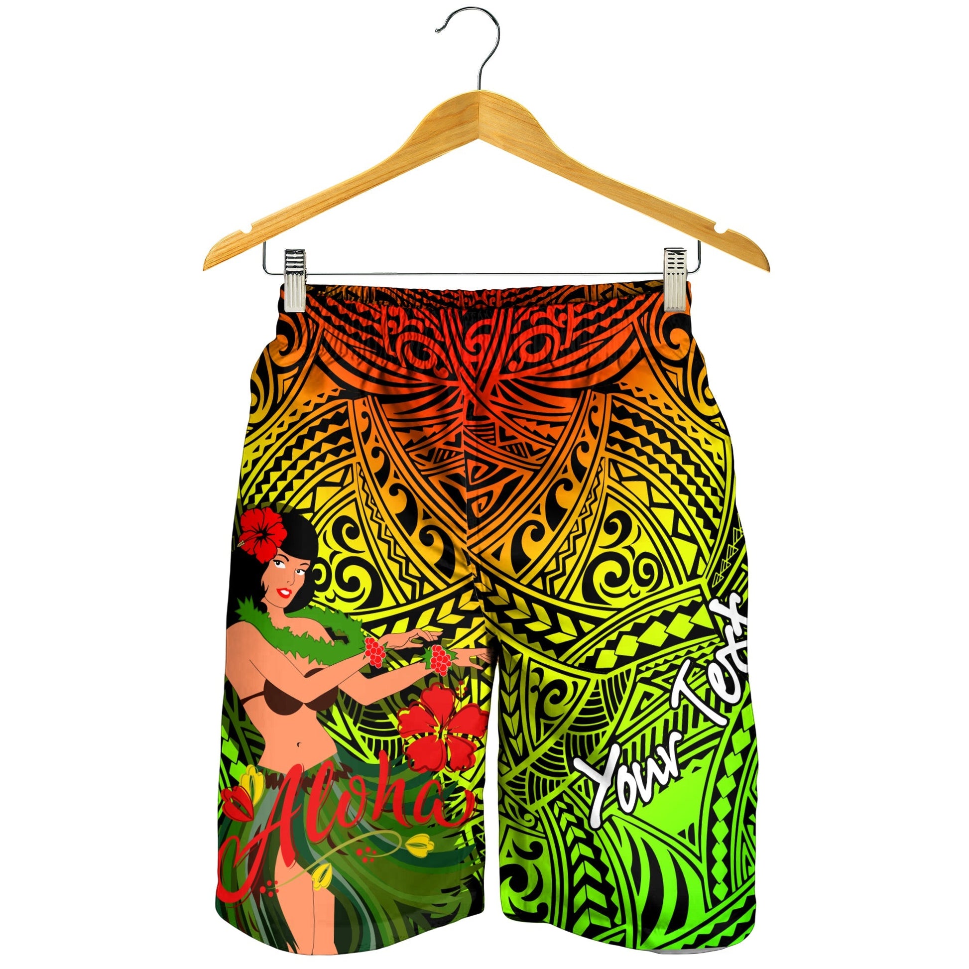 Custom Personalised Hawaii Hula Girl Reggae Men Short LT2