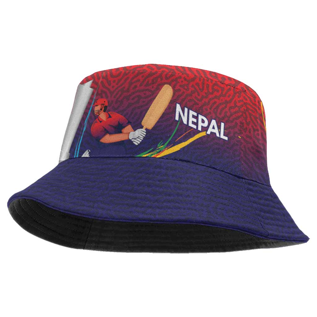Custom Cricket Nepal East Asia-Pacific Bucket Hat Nepal Cricket Crown Quest LT9