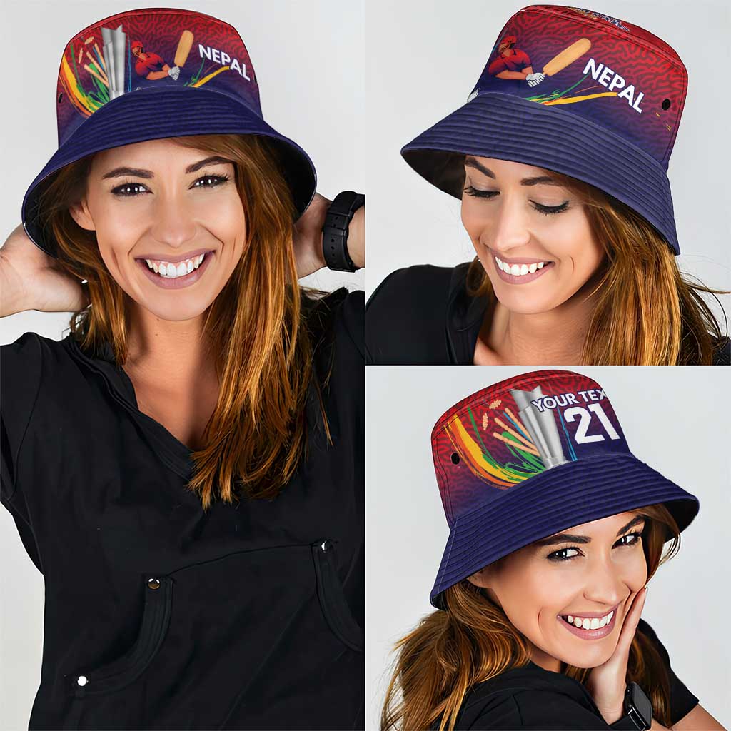 Custom Cricket Nepal East Asia-Pacific Bucket Hat Nepal Cricket Crown Quest LT9