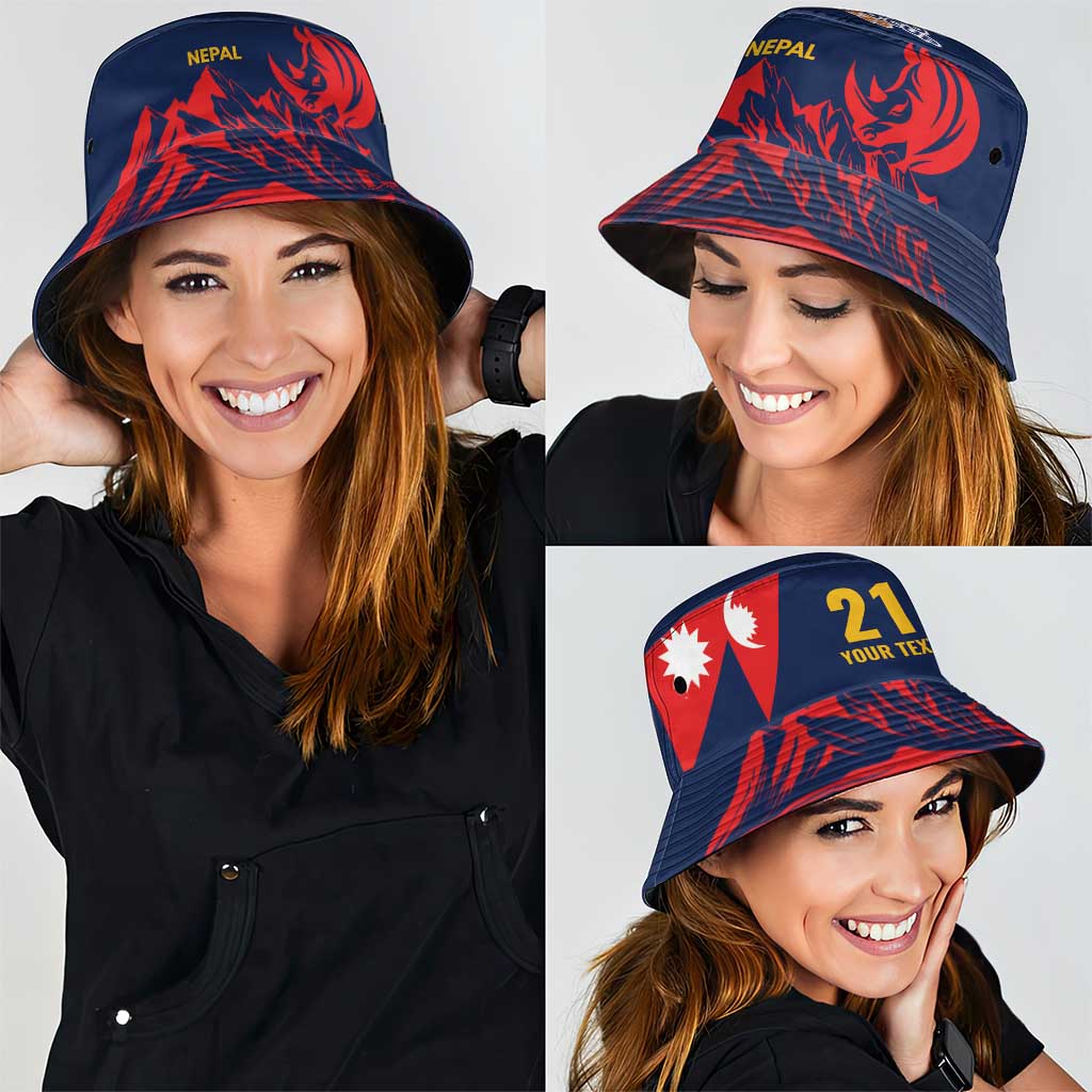 Custom Cricket Nepal East Asia-Pacific Bucket Hat Nepal Rhinos Champions LT9