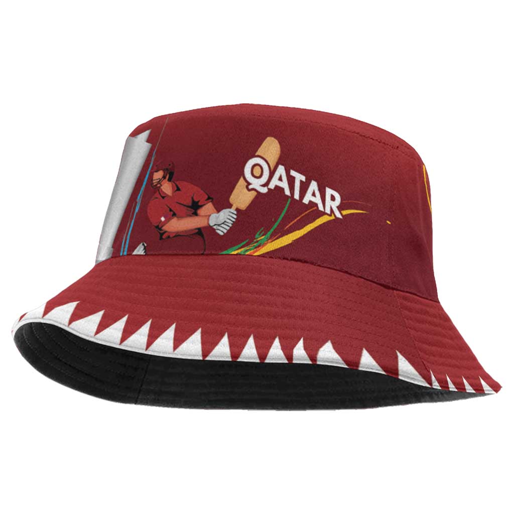 Custom Cricket Qatar East Asia-Pacific Bucket Hat Qatar Boundary to Victory LT9