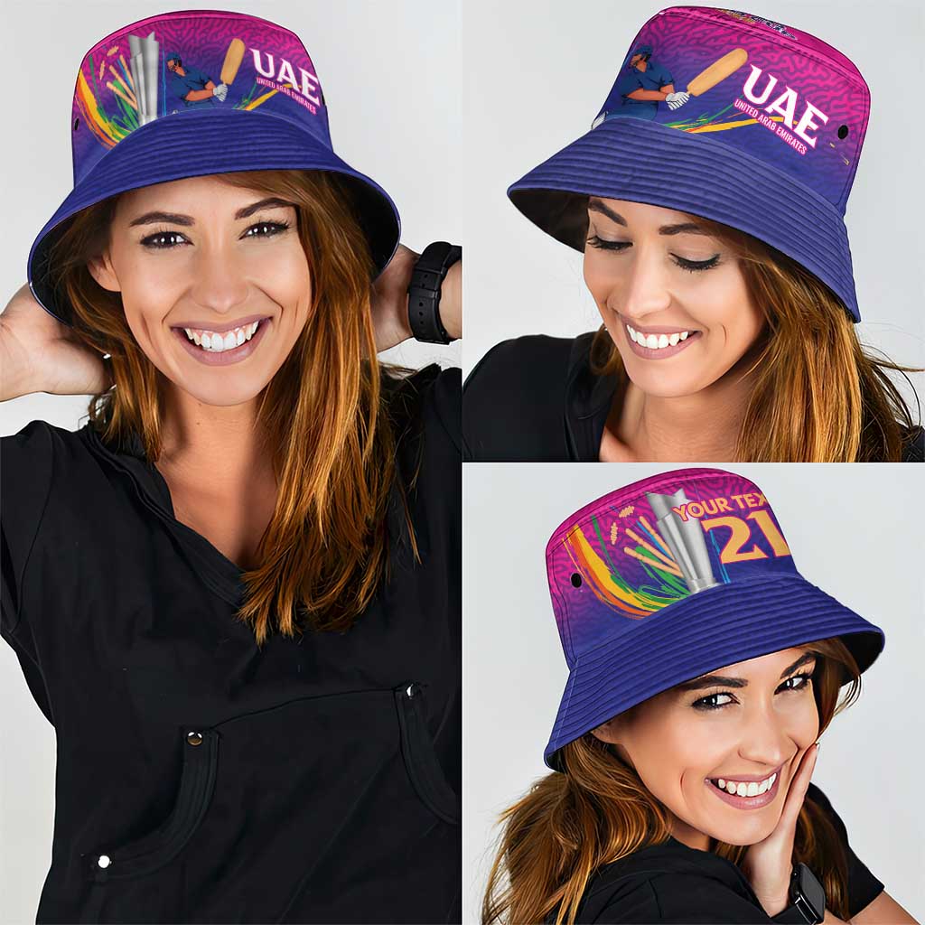 Custom Cricket UAE East Asia-Pacific Bucket Hat United Arab Emirates Champions Pride LT9