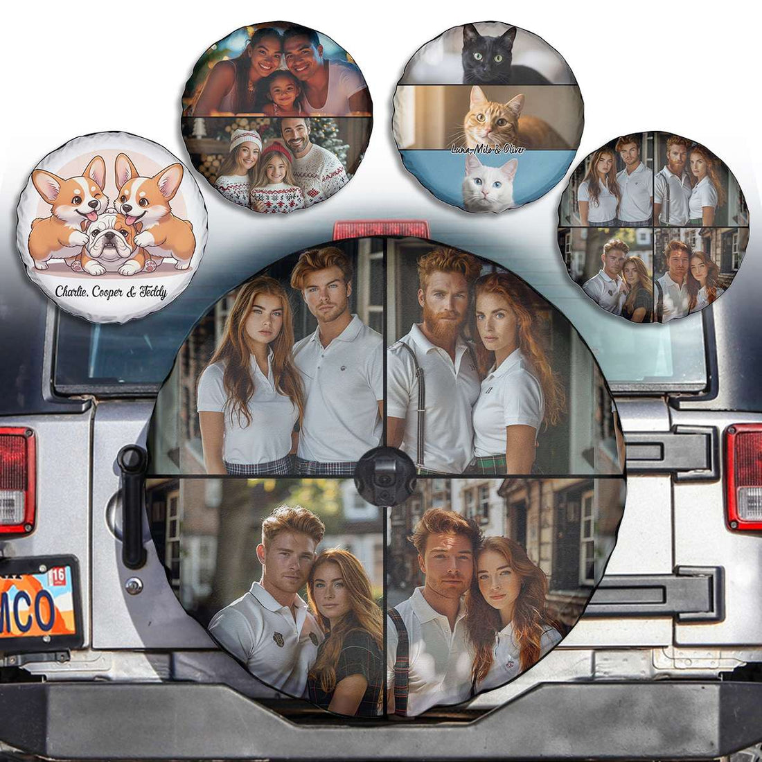 Custom Photo Text Logo Spare Tire Cover Simple Style CTM09
