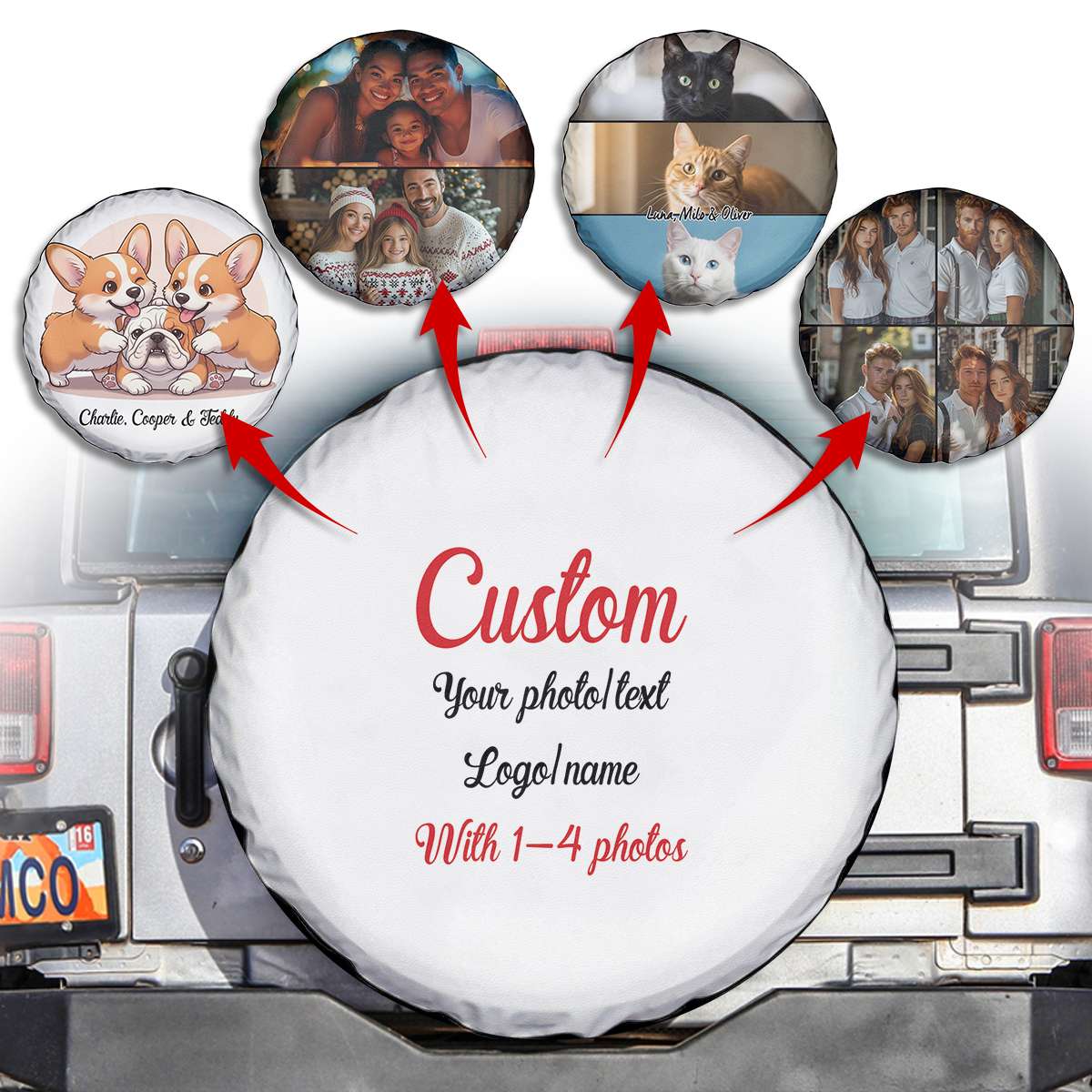 Custom Photo Text Logo Spare Tire Cover Simple Style CTM09