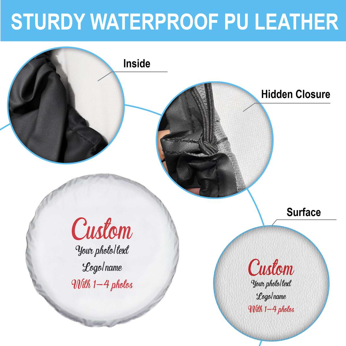 Custom Photo Text Logo Spare Tire Cover Simple Style CTM09