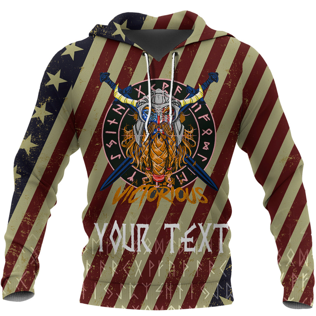 Custom Viking Hoodie American Warrior Victorious RLT12