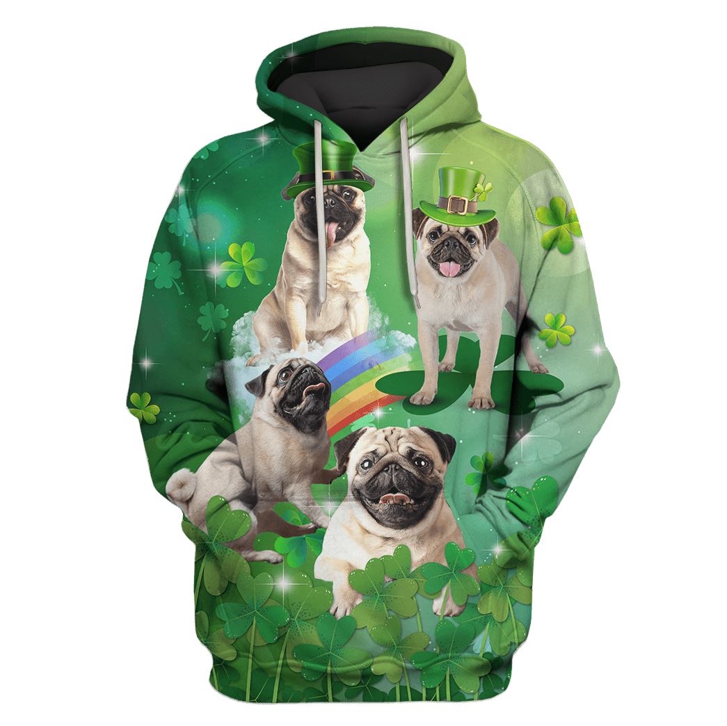 St Patricks Day Hoodie Cute Pugs LT8