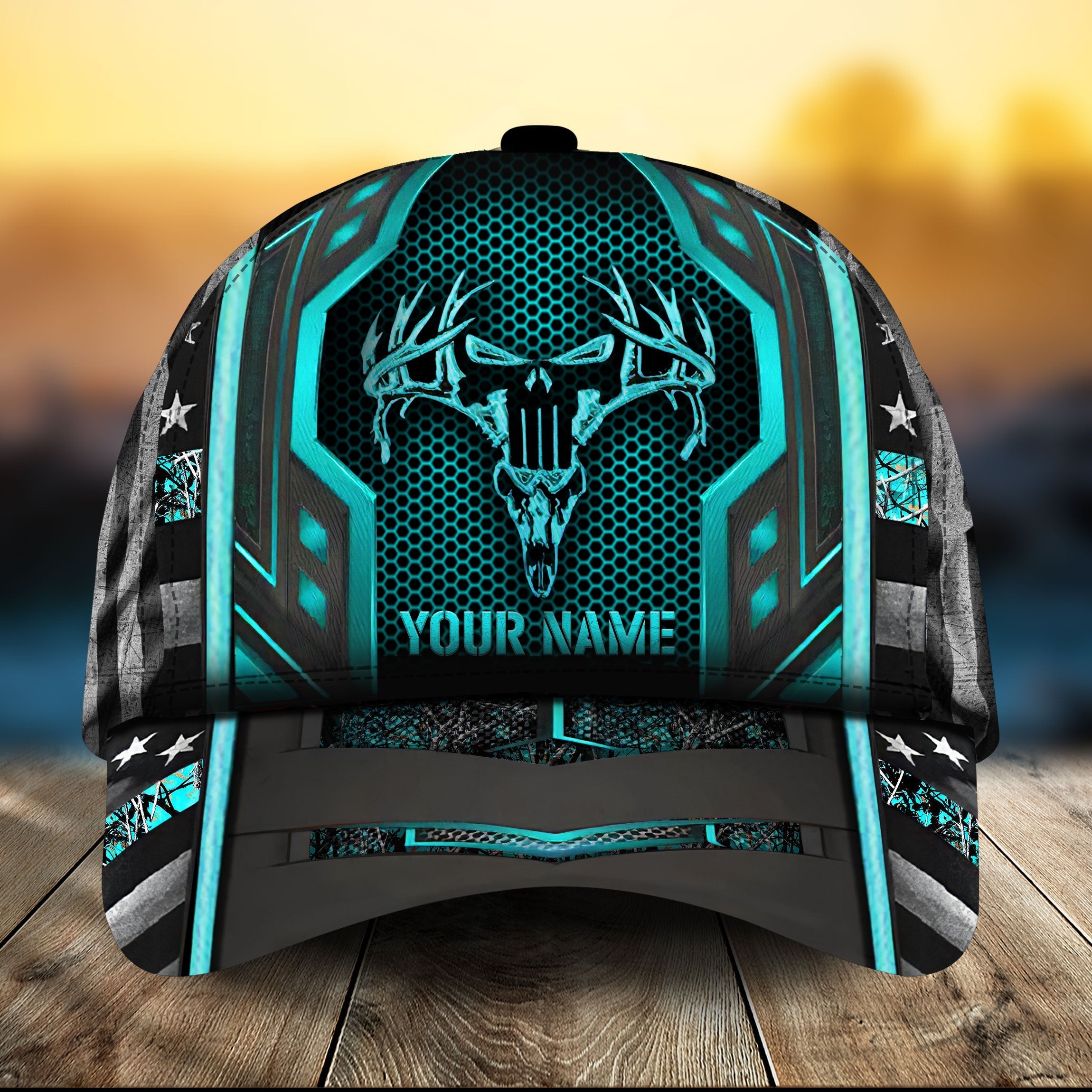 Premium US Flag Skull Hunting Hats 3D Multicolored Personalized