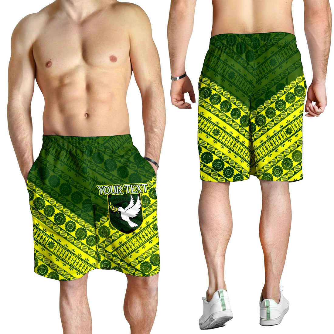 (Custom Personalised) Tailevu Rugby Union Fiji Men's Short - Tapa Pattern LT12